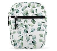 Qjjinxior Sac à bandoulière, sac à bandoulière à motif floral coloré, petit sac à bandoulière multifonction pour le travail, les voyages d'affaires, Feuilles d'eucalyptus., Taille unique