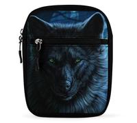 Qjjinxior Sac à bandoulière, sac à bandoulière, clés de piano de musique, sac à bandoulière, petit sac à bandoulière multifonction pour le travail, les voyages d'affaires, Loup aux yeux verts., Taille