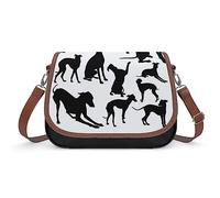 Qjjinxior Sac à bandoulière, sac à bandoulière drôle de chien bouledogue, sac à main en cuir pour femme, voyage, travail, usage quotidien, Lévrier italien, Taille unique