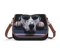 Qjjinxior Sac à bandoulière, sac à bandoulière en cuir pour femme, motif patte de bouledogue français, sac à main en cuir pour femme, voyage, travail, usage quotidien, Dalmatien., Taille unique