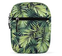 Qjjinxior Sac à bandoulière, sac à bandoulière mignon licorne arc-en-ciel, petit sac à bandoulière multifonction pour le travail, les voyages d'affaires, Feuilles de plantes tropicales., Taille unique