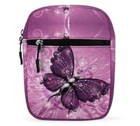 Qjjinxior Sac à bandoulière, sac à bandoulière, sac à bandoulière multifonction pour le travail, les voyages d'affaires, Purple Butterfly Art, Taille unique