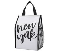 Qjjinxior Sac à déjeuner New York avec poches extérieures, sac fourre-tout pour le travail, le pique-nique, les voyages