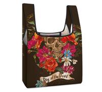 Qjjinxior Sac à provisions pliable, motif drapeau vénézuélien, réutilisable, sac fourre-tout lavable pour usage quotidien, sacs de voyage, Day of the Dead, Taille unique