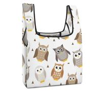 Qjjinxior Sac à provisions pliable, motif hibou, sac d'épicerie réutilisable, sac fourre-tout lavable pour un usage quotidien, sacs de voyage, Motif chouette., Taille unique