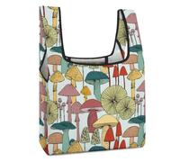 Qjjinxior Sac à provisions pliable, sac d'épicerie rétro écossais, sac fourre-tout lavable pour un usage quotidien, sacs de voyage, Champignons, Taille unique