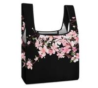 Qjjinxior Sac à provisions pliable, sac d'épicerie réutilisable, sac fourre-tout lavable pour un usage quotidien, sacs de voyage, Fleurs de cerisier tentantes, Taille unique