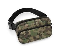 Qjjinxior Sac banane fantaisie loup réglable pour course à pied, marche, randonnée, camouflage vert, 20x13cm