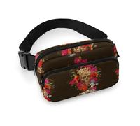 Qjjinxior Sac banane fantaisie loup réglable pour course à pied, marche, randonnée, Day of the Dead, 20x13cm