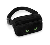 Qjjinxior Sac banane fantaisie loup réglable pour course à pied, marche, randonnée, motif chat noir, 20x13cm