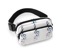 Qjjinxior Sac banane fantaisie loup réglable pour course à pied, marche, randonnée, Notes de musique colorées., 20x13cm