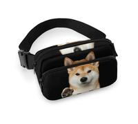 Qjjinxior Sac banane fantaisie loup réglable pour course à pied, marche, randonnée, Shiba Lnu Knock, 20x13cm