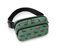 Qjjinxior Sac banane fantaisie loup réglable pour course à pied, marche, randonnée, Teckel de Noël, 20x13cm