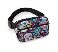Qjjinxior Sac banane mexicain Dia De Muertos - Sac banane réglable pour course à pied, marche, randonnée
