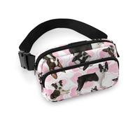 Qjjinxior Sac banane mignon Shiba Inu - Sac banane réglable pour course à pied, marche, randonnée, Boston Terrier, 20x13cm