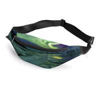 Qjjinxior Sac banane, motif camouflage, sac banane réglable pour la course à pied, la marche, la randonnée, Belles lumières du Nord., 36*15cm