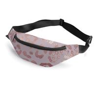 Qjjinxior Sac banane, motif grenouilles, sac banane réglable pour course à pied, marche, randonnée, Peau de léopard or rose, 36*15cm