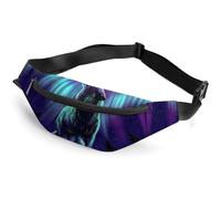 Qjjinxior Sac banane réglable avec empreintes de pattes d'animaux pour la course à pied, la marche, la randonnée, Loups Howl In The Northern Lights, 36*15cm