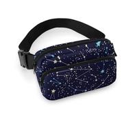 Qjjinxior Sac banane réglable pour course à pied, marche, randonnée, Constellations phosphorescentes Midnight, 20x13cm