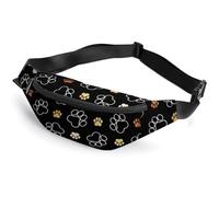 Qjjinxior Sac banane réglable pour course à pied, marche, randonnée, drapeau de l'Afrique du Sud, Empreintes de pattes de chien., 36*15cm