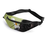 Qjjinxior Sac banane réglable pour course à pied, marche, randonnée, drapeau de l'Afrique du Sud, Motif chien carlin fleur, 36*15cm