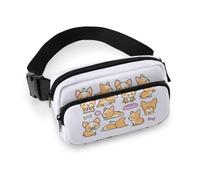 Qjjinxior Sac banane réglable pour la course, la marche, la randonnée, Funny Corgi, 20x13cm