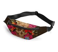 Qjjinxior Sac banane, sac banane coloré motif feux d'artifice, sac banane réglable pour la course à pied, la marche, la randonnée, Day of the Dead, 36*15cm