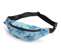 Qjjinxior Sac banane, sac banane coloré motif feux d'artifice, sac banane réglable pour la course à pied, la marche, la randonnée, Requin animé cool, 36*15cm