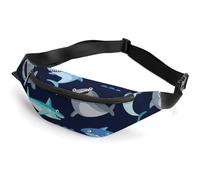 Qjjinxior Sac banane, sac banane coloré motif feux d'artifice, sac banane réglable pour la course à pied, la marche, la randonnée, Requin de dessin animé., 36*15cm