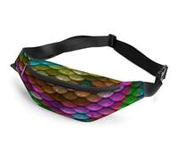 Qjjinxior Sac banane, sac banane de dessin animé, sac banane réglable pour course à pied, marche, randonnée, Écailles de poisson arc-en-ciel., 36*15cm