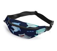 Qjjinxior Sac banane, sac banane de requin de dessin animé, sac banane réglable pour course à pied, marche, randonnée