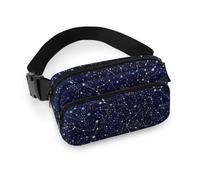 Qjjinxior Sac banane, sac banane en forme de vache, sac banane réglable pour course à pied, marche, randonnée, Constellations phosphorescentes Midnight, 20x13cm