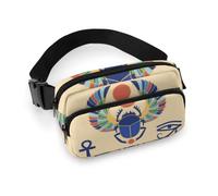 Qjjinxior Sac banane, sac banane en forme de vache, sac banane réglable pour course à pied, marche, randonnée, Scarabée égyptienne, 20x13cm