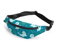 Qjjinxior Sac banane, sac banane réglable pour course à pied, marche, randonnée, Joli sceau, 36*15cm