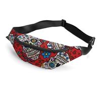 Qjjinxior Sac banane, taekwondo, arts martiaux, sac banane réglable pour course à pied, marche, randonnée, Crânes mexicains., 36*15cm