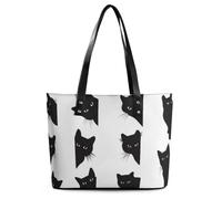 Qjjinxior Sac fourre-tout pour femme, joli sac à main Jack Russell Terrier, sac à bandoulière pour le travail, le quotidien, les voyages, Adorable groupe de chats noirs, 29*34*14cm