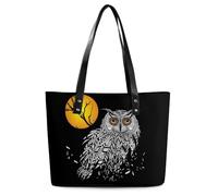 Qjjinxior Sac fourre-tout pour femme, sac à main à motif d'expérience chimique, sac à bandoulière pour le travail, le quotidien, les voyages, Chouette noire, 29*34*14cm