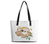Qjjinxior Sac fourre-tout pour femme, sac à main en marbre gris or rose, sac à bandoulière pour le travail, le quotidien, les voyages, Adorable petit paresseux, 29*34*14cm