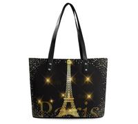 Qjjinxior Sac fourre-tout pour femme, sac à main motif dalmatien, sac à bandoulière pour le travail, le quotidien, les voyages, Paris Tour Eiffel France, 29*34*14cm