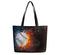 Qjjinxior Sac fourre-tout pour femme, sac à main volcanique craquelé de lave pour femme, sac à bandoulière pour le travail, le quotidien, les voyages, Ballon de baseball., 29*34*14cm