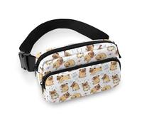Qjjinxior Shiba Lnu Knock Sac banane réglable pour course à pied, marche, randonnée, Carlin, 20x13cm