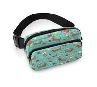 Qjjinxior Shiba Lnu Knock Sac banane réglable pour course à pied, marche, randonnée, Chien saucisse, 20x13cm