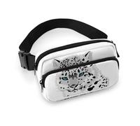 Qjjinxior Shiba Lnu Knock Sac banane réglable pour course à pied, marche, randonnée, Léopard des neiges, 20x13cm