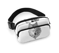 Qjjinxior Shiba Lnu Knock Sac banane réglable pour course à pied, marche, randonnée, Loup gris., 20x13cm