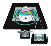 Qjjinxior Tapis de pique-nique, Rock and Roll Skull Square Picnic Blanket - Tapis d'extérieur - 148 cm x 148 cm