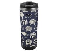Qjjinxior Tasse à café de voyage isotherme en acier inoxydable de 380 ml, motif chat porte-bonheur avec couvercle étanche, fond antidérapant