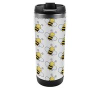 Qjjinxior Tasse à café de voyage isotherme en acier inoxydable de 380 ml, tasse de voyage en forme d'abeille avec couvercle étanche, fond antidérapant