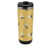 Qjjinxior Tasse à café de voyage isotherme en acier inoxydable de 380 ml, tasse de voyage en forme d'abeille mignonne avec couvercle étanche, fond antidérapant