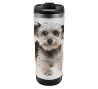 Qjjinxior Tasse à café isotherme en acier inoxydable de 380 ml, jolie tasse de voyage Yorkshire Terrier avec couvercle étanche, fond antidérapant