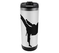 Qjjinxior Tasse à café isotherme en acier inoxydable de 380 ml, tasse de voyage pour arts martiaux de taekwondo avec couvercle étanche, fond antidérapant